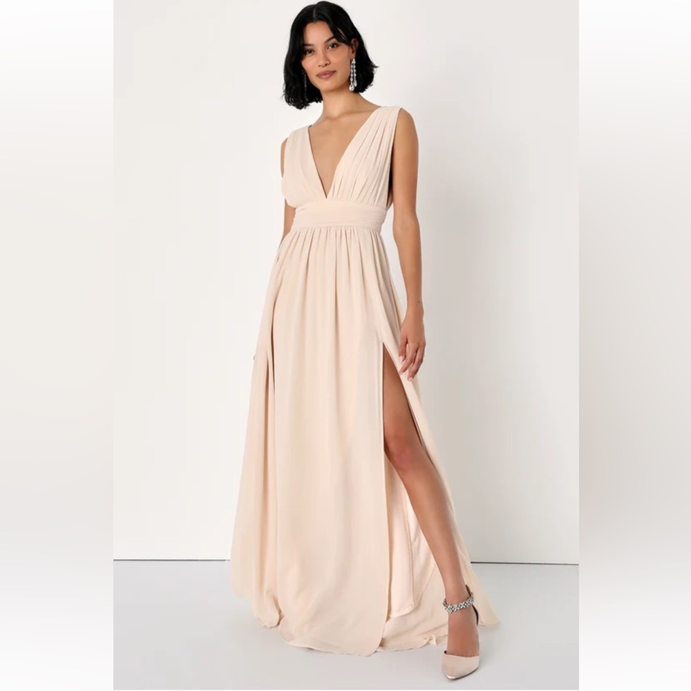 Women’s Lulus Heavenly Hues Cream Maxi Dress - XL